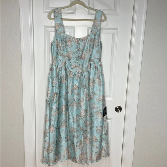 Lulus Darling Adoration Floral Midi DressSz  XL Pockets Square Neck Basque Waist - Picture 5 of 16